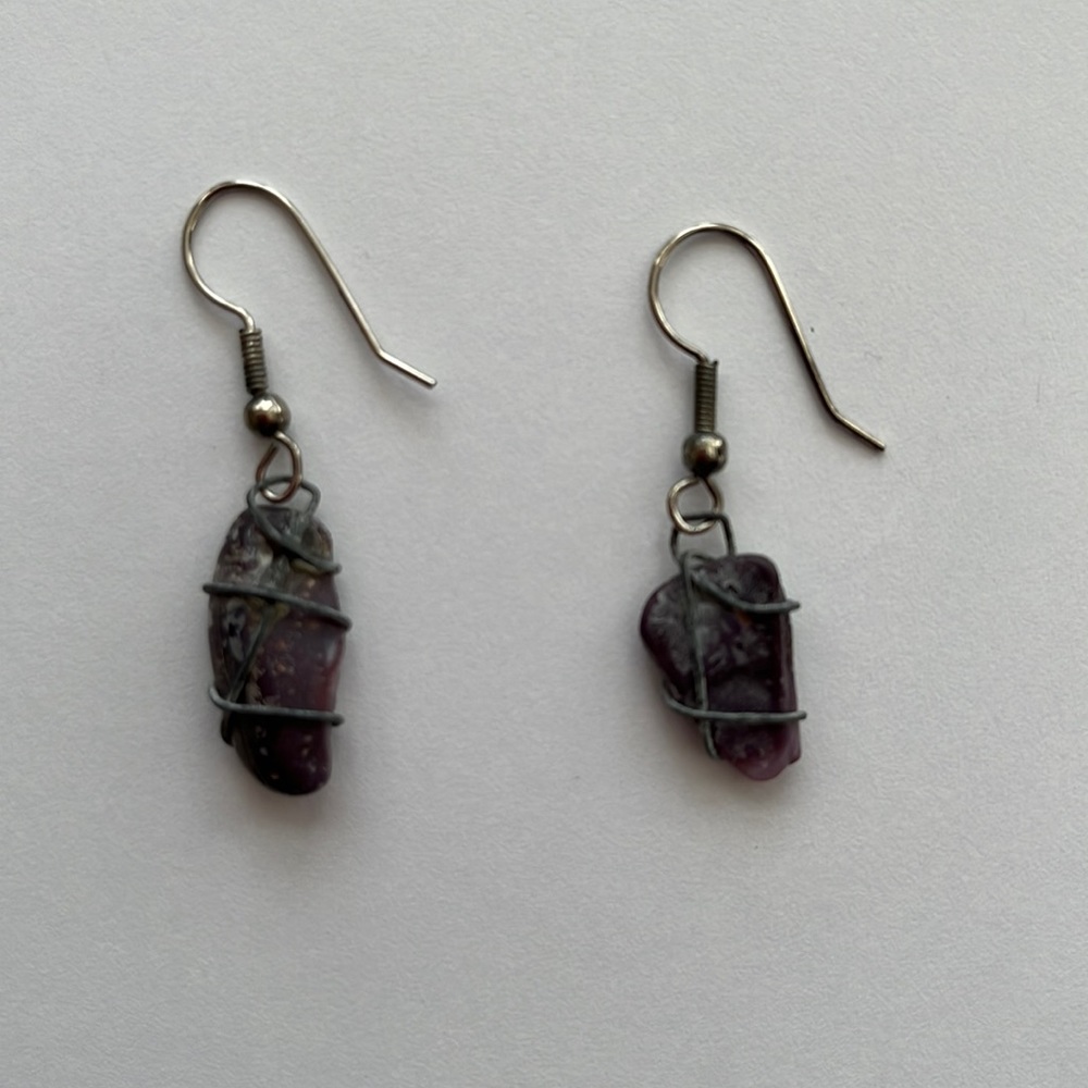 🔥Purple Natural Stone Rock Pierced Earrings